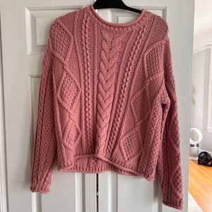 Cozy Pink Cable Knit Sweater
